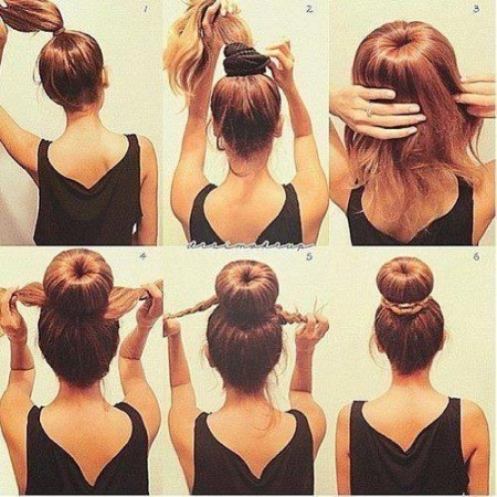 Chignon avec donut et tresse